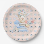 Baby Lamb Roze Blauw Genderneutraal onthullen Papieren Bordje (Voorkant)