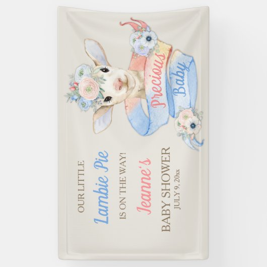 Baby Lamb Roze Blauw Genderneutraal onthullen Spandoek (Verticaal)