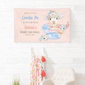 Baby Lamb Roze Blauw Genderneutraal onthullen Spandoek (Insitu)
