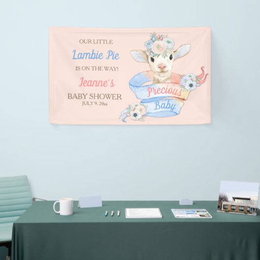 Baby Lamb Roze Blauw Genderneutraal onthullen Spandoek (Beurs)
