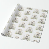 Baby Lamb Sheep Waterverf Baby shower Cadeaupapier (Uitgerold)
