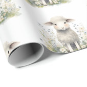 Baby Lamb Sheep Waterverf Baby shower Cadeaupapier (Rol Hoek)