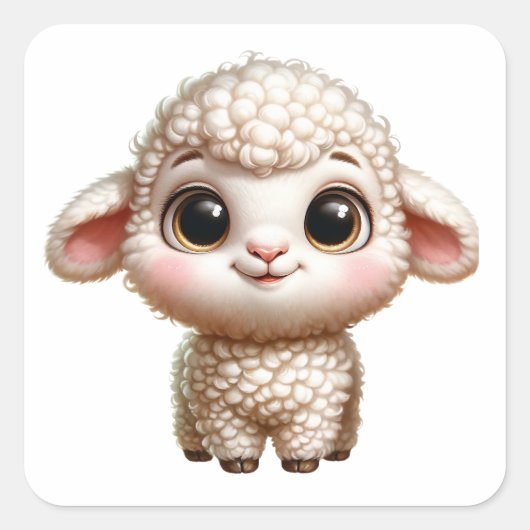 Baby Lamb Vierkante Sticker (Voorkant)