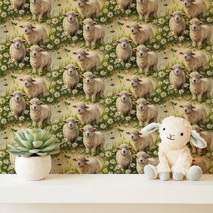 Baby Lambs and Daisies Nursery Behang