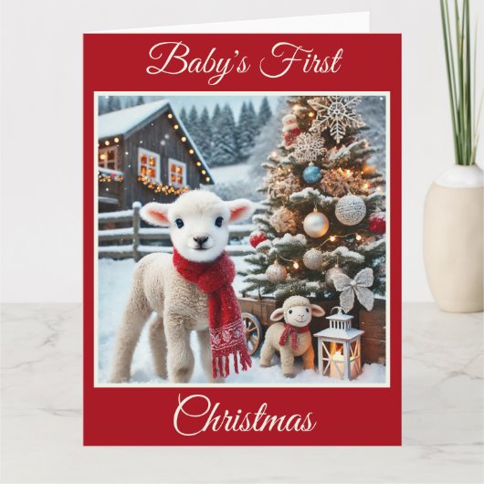 Baby Lamb's eerste kerst op het Boerderij Kaart (Voorkant)