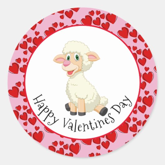 Baby Lammetje En Hartjes Sticker (Voorkant)