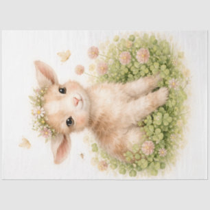 Baby Lammetje met Bloemenkrans Lente Decoupage Tissuepapier