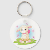 Baby Lammetje met Roze Strik en Vlinders Sleutelhanger (Achterkant)