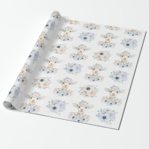 Baby Lammetje Roze Blauwe Geslacht Neutrale Reveal Cadeaupapier