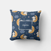 Baby lampje op motorpatroon met persoonlijk berich kussen (Voorkant)