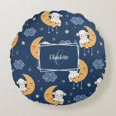 Baby lampje op motorpatroon met persoonlijk berich rond kussen (Voorkant)