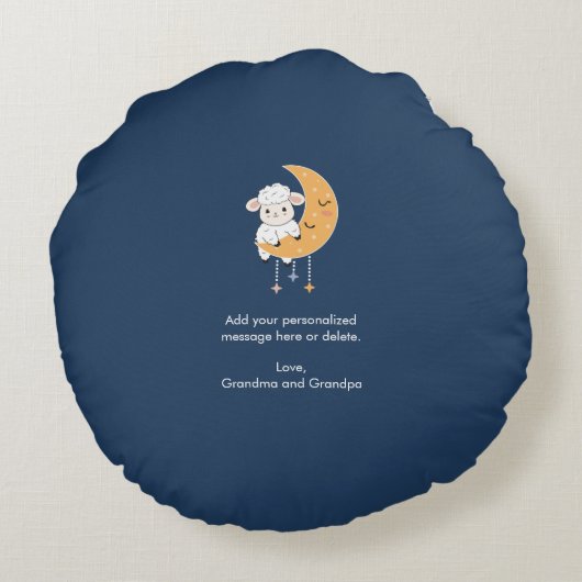 Baby lampje op motorpatroon met persoonlijk berich rond kussen (Achterkant)