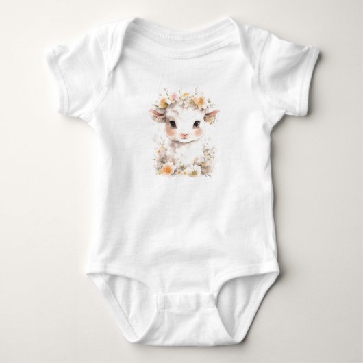 Baby lamsschaap met bloemen romper (Voorkant)