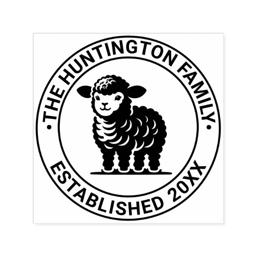 Baby Lamsstaande familienaam Datum ESTD Zelfinktende Stempel (Design)