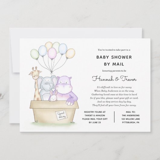 Baby Lange afstand Oerwoud Dieren Douche per Mail Kaart (Voorkant)