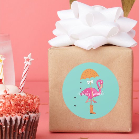 BABY laten Flamingle Flamingo Shower Party Ronde Sticker (Feest)