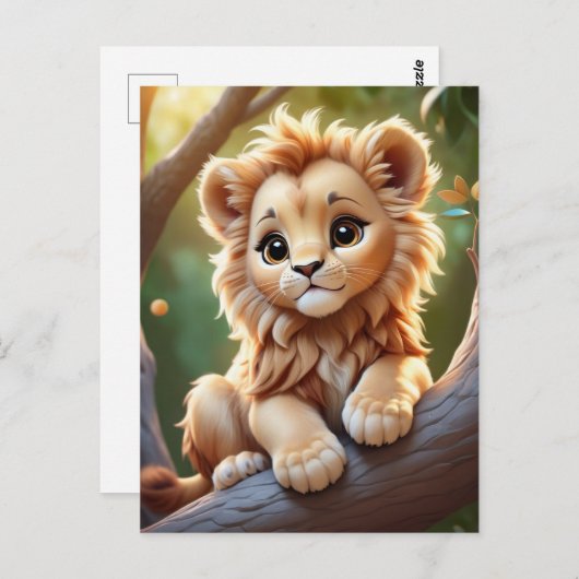 Baby Leeuw in het Oerwoud, Postcrossing Briefkaart (Voorkant / Achterkant)