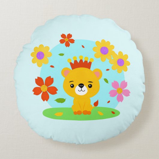 Baby leeuw rond kussen (Voorkant)