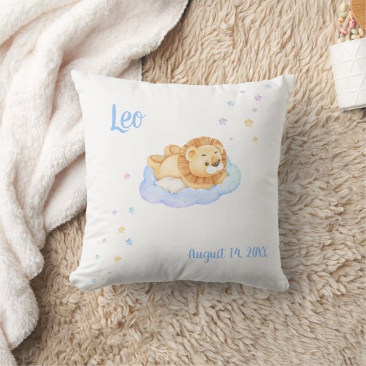 Baby Leeuwen Kussen met Naam en Geboortedatum (Deken)