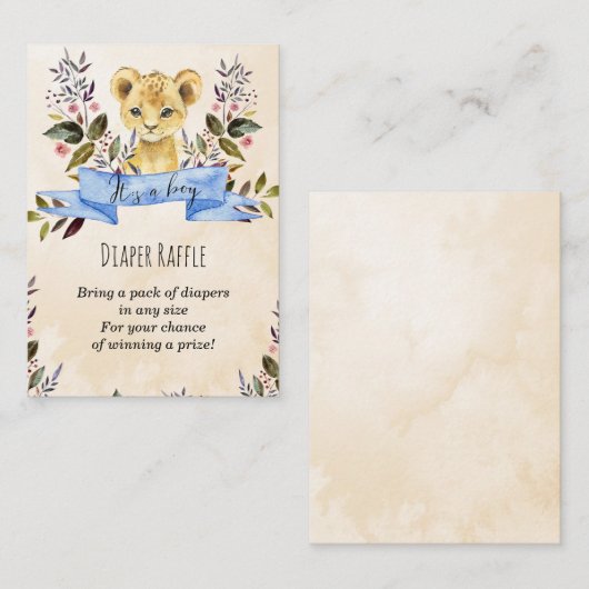 baby leeuwenkooi Diaper omhullingskaart Raffle Informatiekaartje (Voorkant / Achterkant)