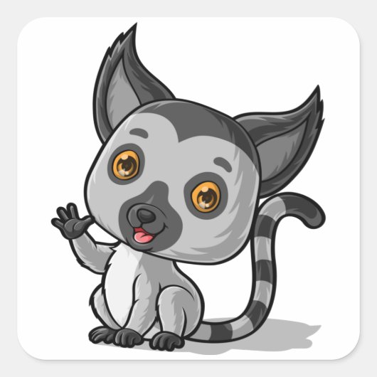 baby-lemurgolven vierkante sticker (Voorkant)
