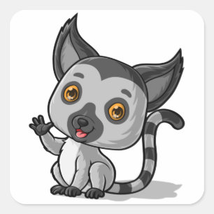 baby-lemurgolven vierkante sticker