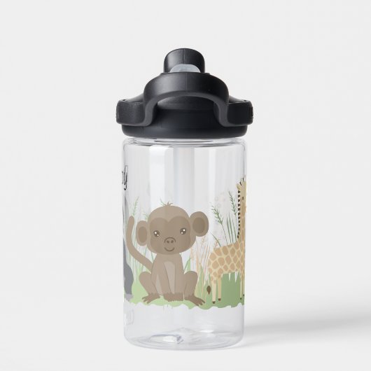 Baby Leopard Monkey Giraffe Voeg de naam van het k Waterfles (Achterkant)