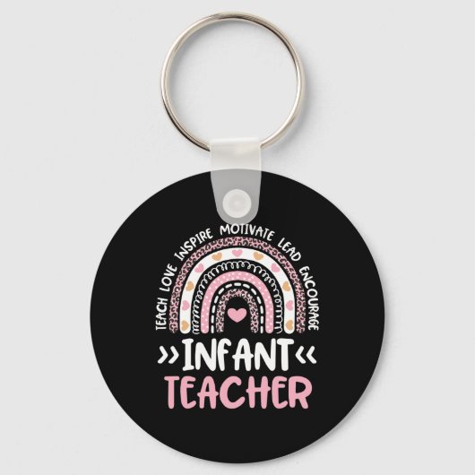 Baby Leraar Leuke Tie Dye Regenboog Hart Kinderopv Sleutelhanger (Voorkant)