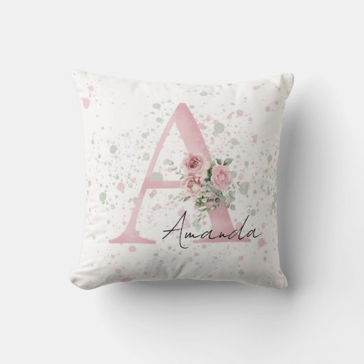 Baby letter initiaal en naam waterverf kussen (Voorkant)