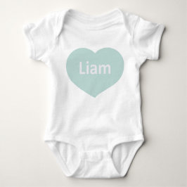 Baby Liam White blue-green Heart Baby Bodysuit