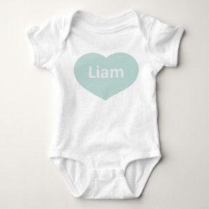 Baby Liam White blue-green Heart Baby Bodysuit