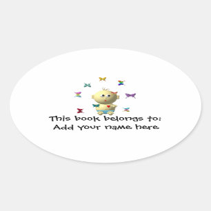 BABY-LICHAAM MET 9 BUTTERFLIES OPSTARTEN OVALE STICKER