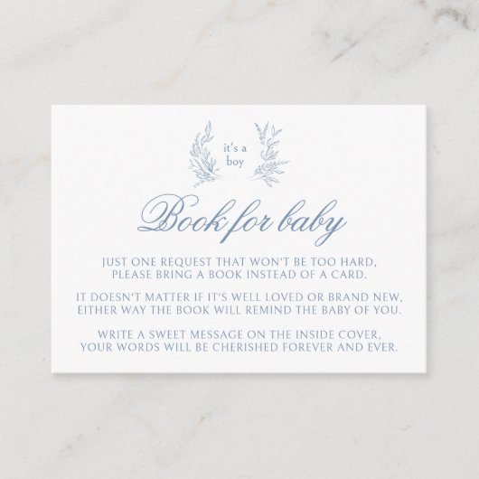 Baby lichtblauw schattig boek voor baby Enclosure  Informatiekaartje (Voorkant)