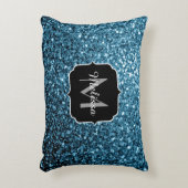 Baby lichtblauwe faux glitter sparter Monogram Accent Kussen (Voorkant(Verticaal))