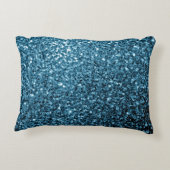 Baby lichtblauwe faux glitter sparter Monogram Accent Kussen (Achterkant)