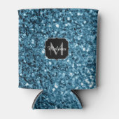 Baby lichtblauwe faux glitter sparter Monogram Blikjeskoeler (Voorkant)