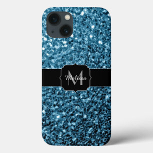 Baby lichtblauwe faux glitter sparter Monogram Case-Mate iPhone Case
