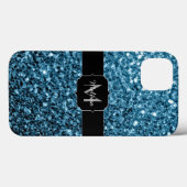 Baby lichtblauwe faux glitter sparter Monogram Case-Mate iPhone Case (Achterkant (horizontaal))
