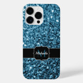 Baby lichtblauwe faux glitter sparter Monogram iPhone Hoesje (Achterkant)