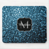 Baby lichtblauwe faux glitter sparter Monogram Muismat (Voorkant)