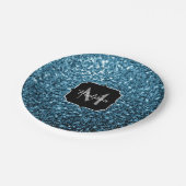 Baby lichtblauwe faux glitter sparter Monogram Papieren Bordje (Gekanteld)
