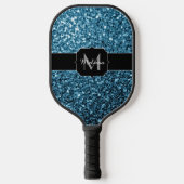 Baby lichtblauwe faux glitter sparter Monogram Pickleball Paddle (Voorkant)