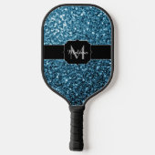 Baby lichtblauwe faux glitter sparter Monogram Pickleball Paddle (Achterkant)