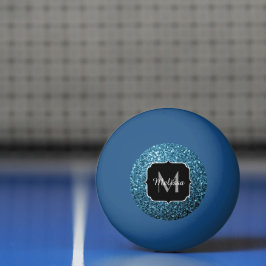 Baby lichtblauwe faux glitter sparter Monogram Pingpongbal