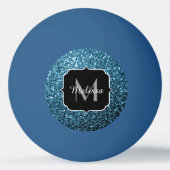 Baby lichtblauwe faux glitter sparter Monogram Pingpongbal (Voorkant)