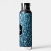 Baby lichtblauwe faux glitter sparter Monogram Waterfles (Links)