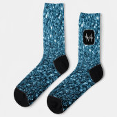 Baby lichtblauwe nepschittertjes glitters monogram sokken (Links)