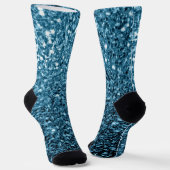 Baby lichtblauwe nepschittertjes glitters monogram sokken (Gebogen)