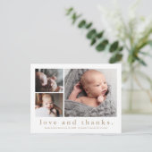 Baby Liefde en Bedankt Foto geboorteaankondiging Briefkaart (Staand voorkant)