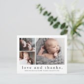 Baby Liefde en Bedankt Foto geboorteaankondiging Briefkaart (Staand voorkant)